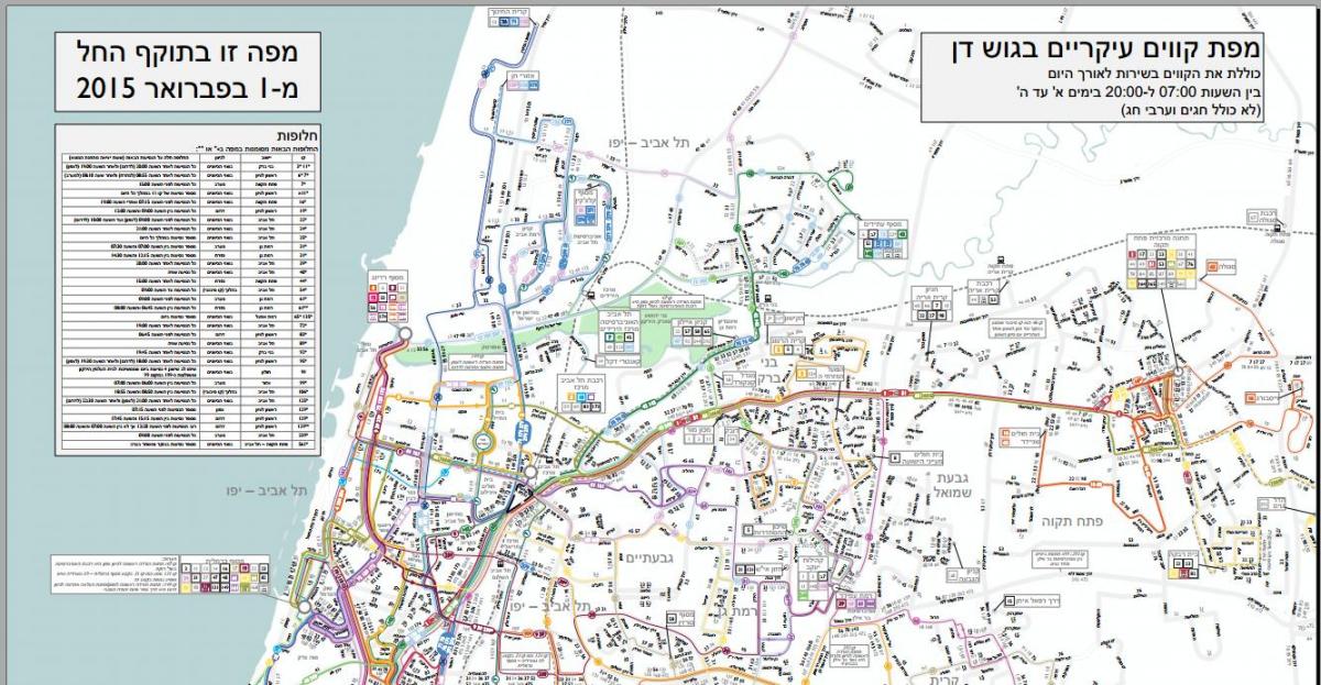 Tel Aviv autobusëve në rrugë hartë