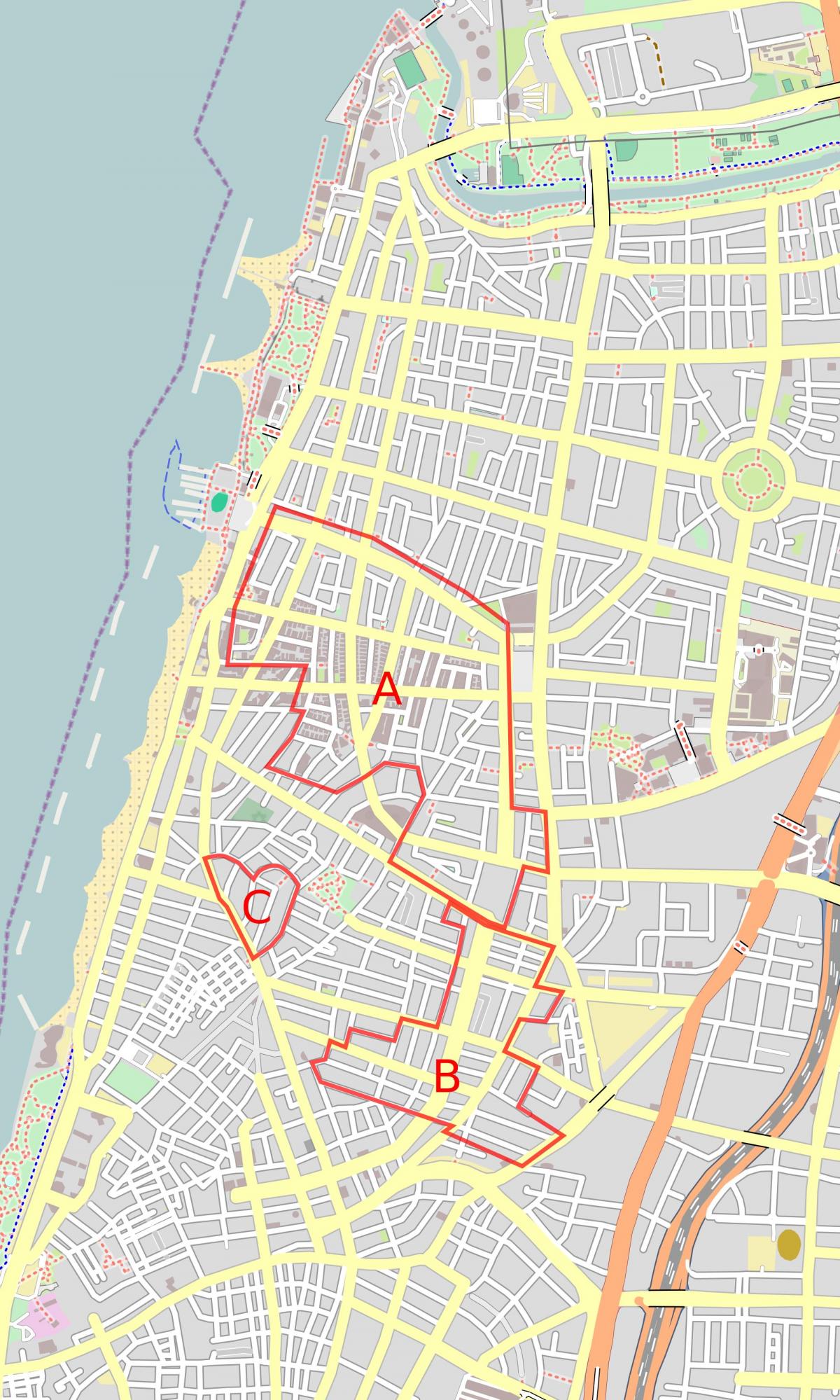 harta e bardhë qytetit Tel Aviv