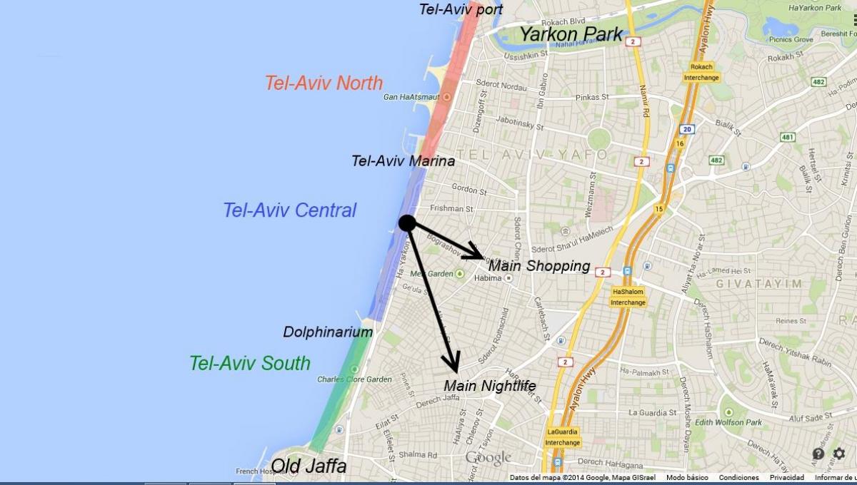 harta e Tel Aviv natës
