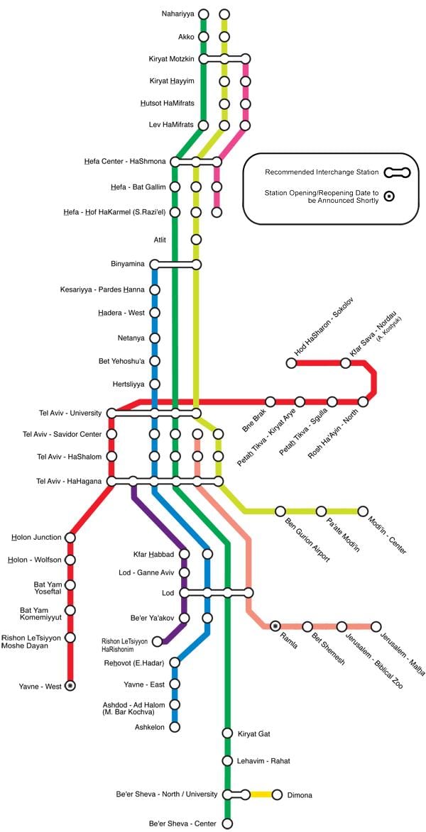 harta e Tel Aviv tren